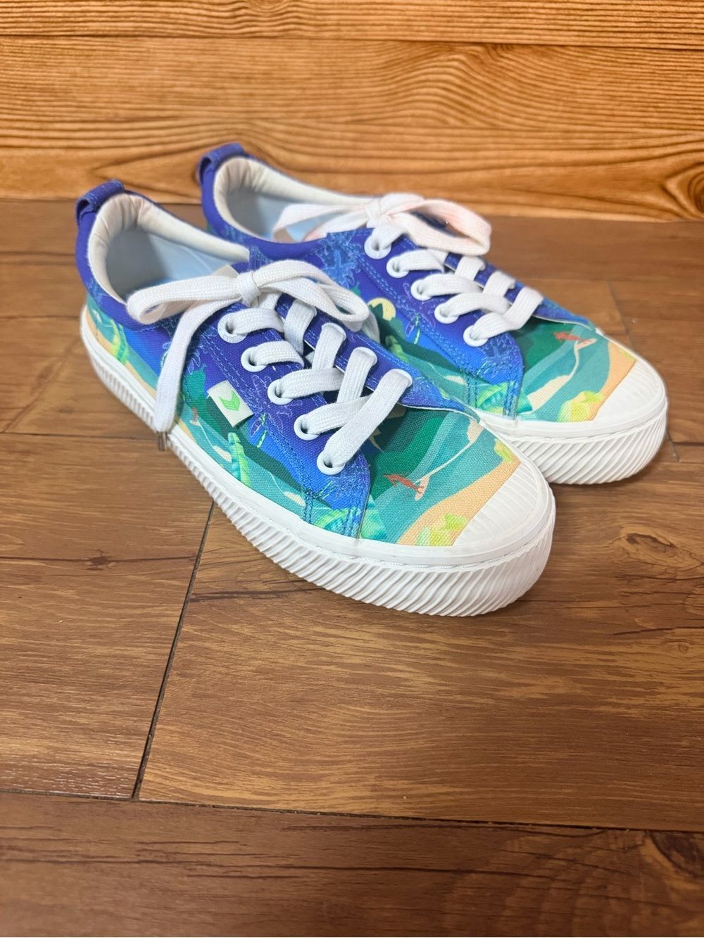 Cariuma Surf by Night Canvas Sneakers Shoes Womens 6 Mens 4.5 Beach Tropical